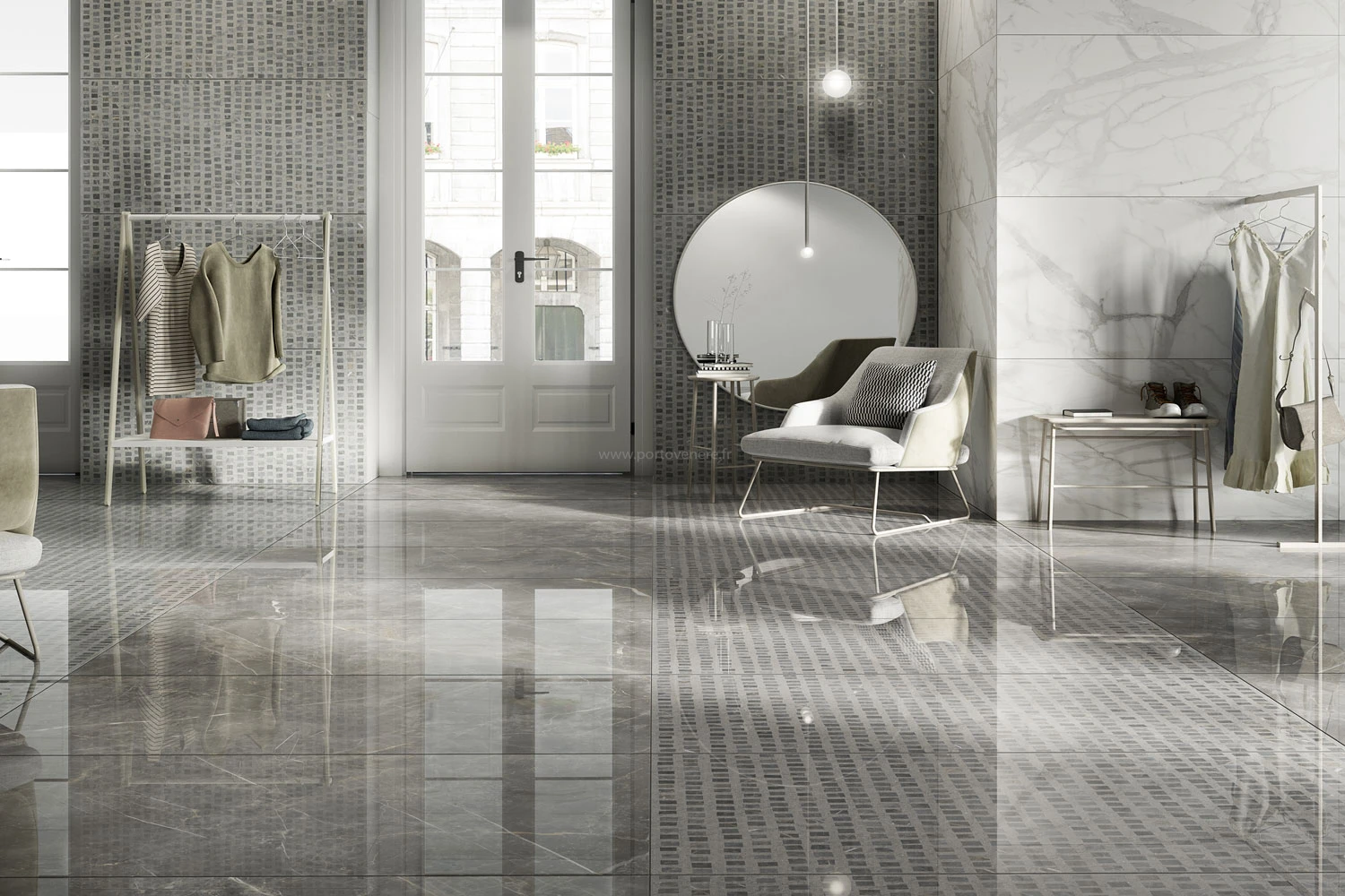 Intérieur luxe carrelage brillant et mosaïque - BATINOVA